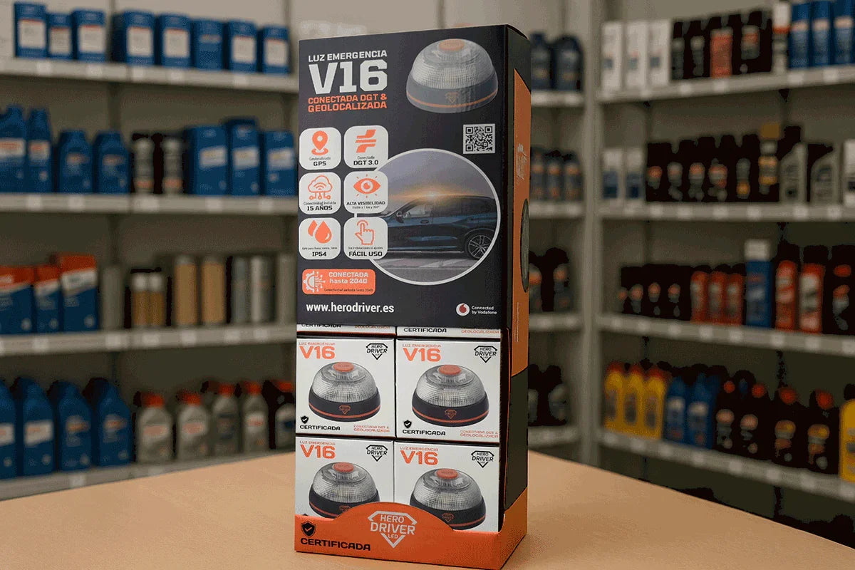 Display de mostrador para balizas V16 con certificación DGT - Hero Driver LED