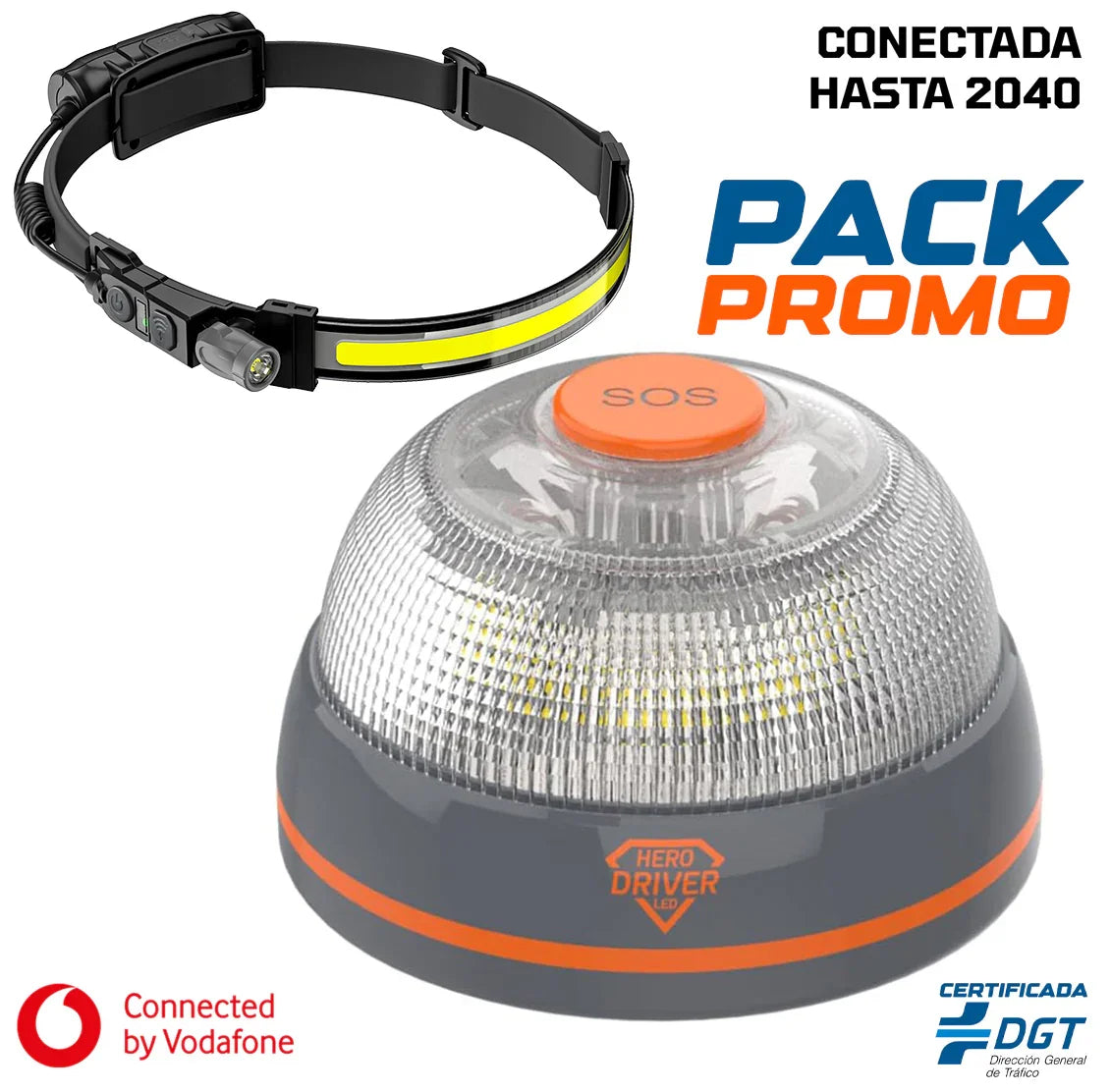 Pack Promoción Hero Driver V16 Conectada + Lámpara Frontal LED Recargable - Hero Driver LED