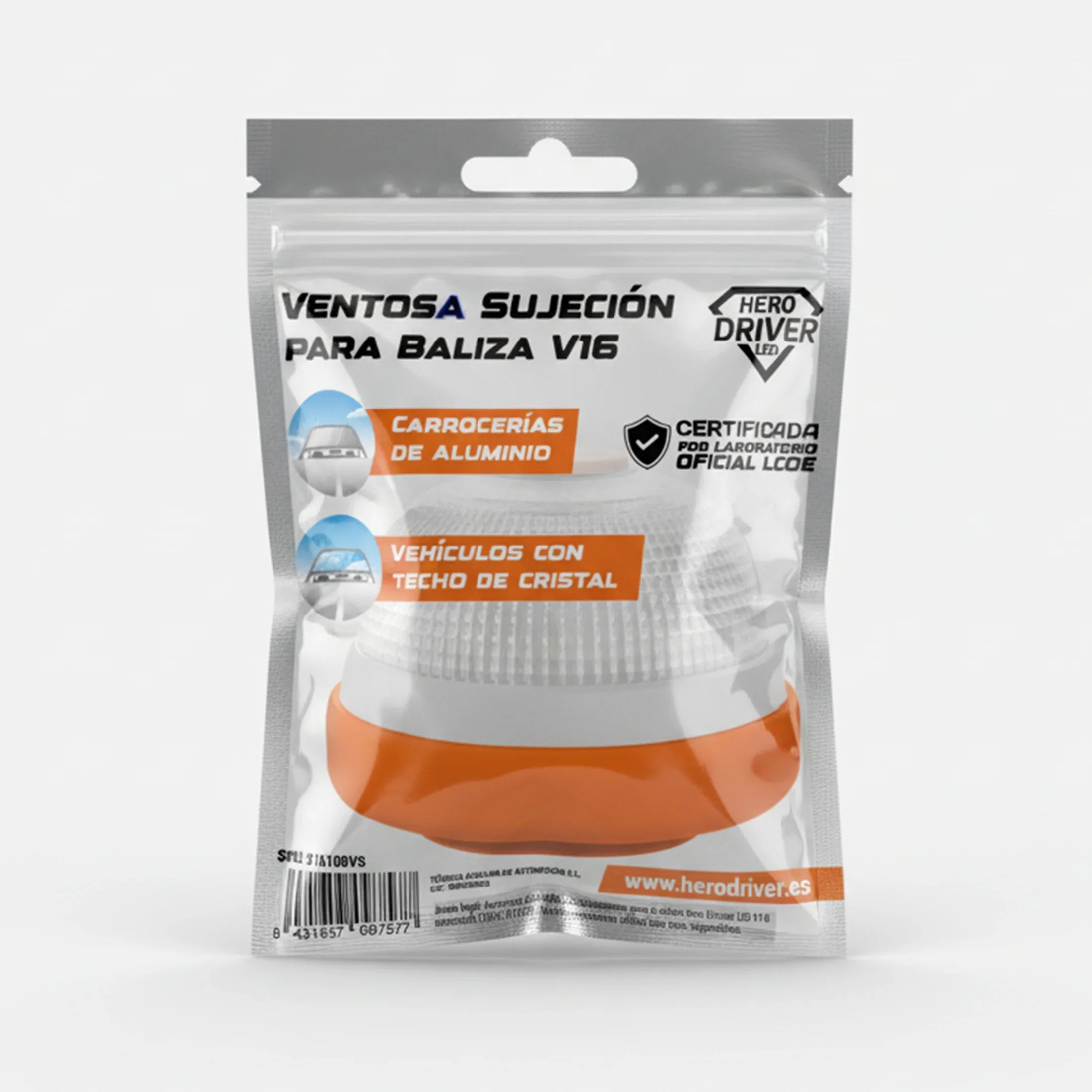 Ventosa de Sujeción Certificada para Baliza V16 Hero Driver LED – Para vehículos de aluminio o techo de cristal - Hero Driver LED